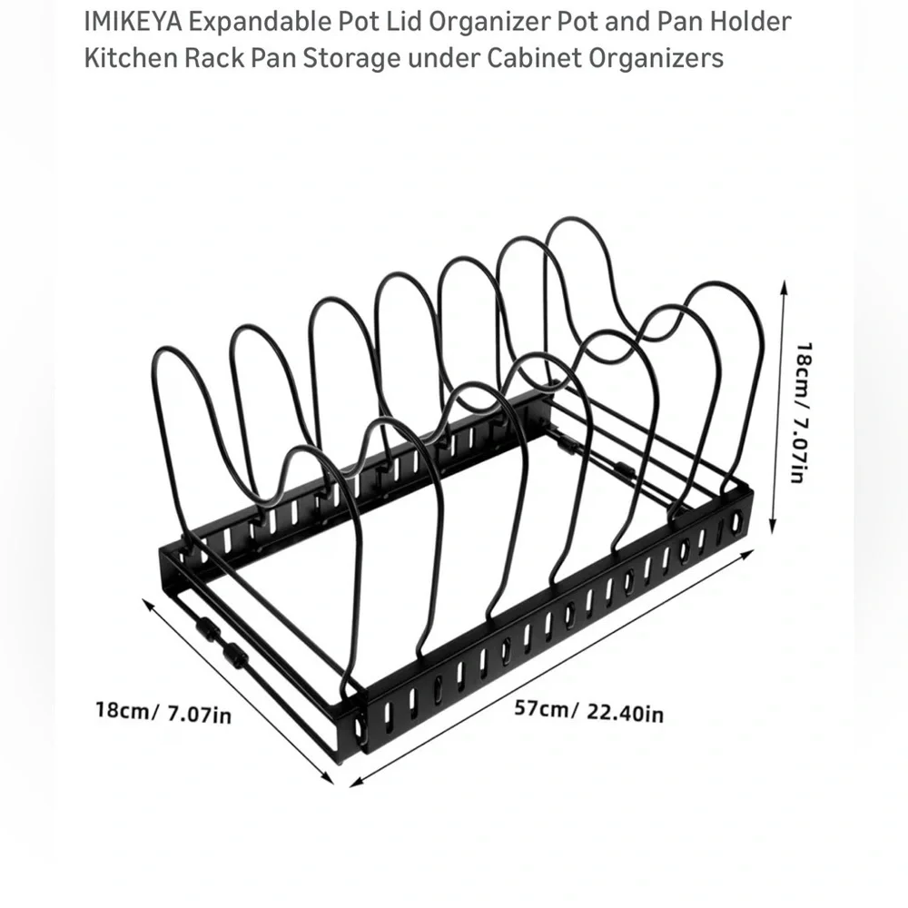 NIB-Expandable Pot Lid Organizer Pot Pan Holder Storage under Cabinet Organizers